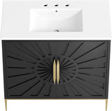 Awaken Bathroom Vanity Cabinet, 36", White Black