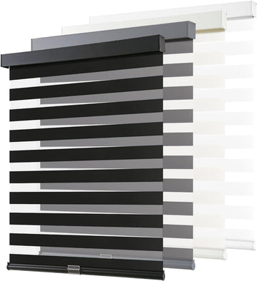 Cordless Zebra Blinds for Windows Pull Down Roller Window Shades Dual Layer Light Filtering Privacy for Day and Night