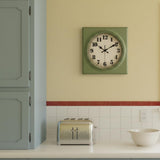 Vintage Wall Clock 1950s Style - Retro 50's Mid Century Square Wall Clocks Battery Operated for Kitchen Living Room