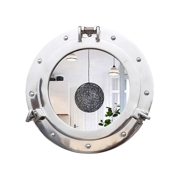 12inch Nautical Decor Porthole Wall Mirror, Polished Aluminum, Mirror, Pirate Decor, Shipwrecked Victorian