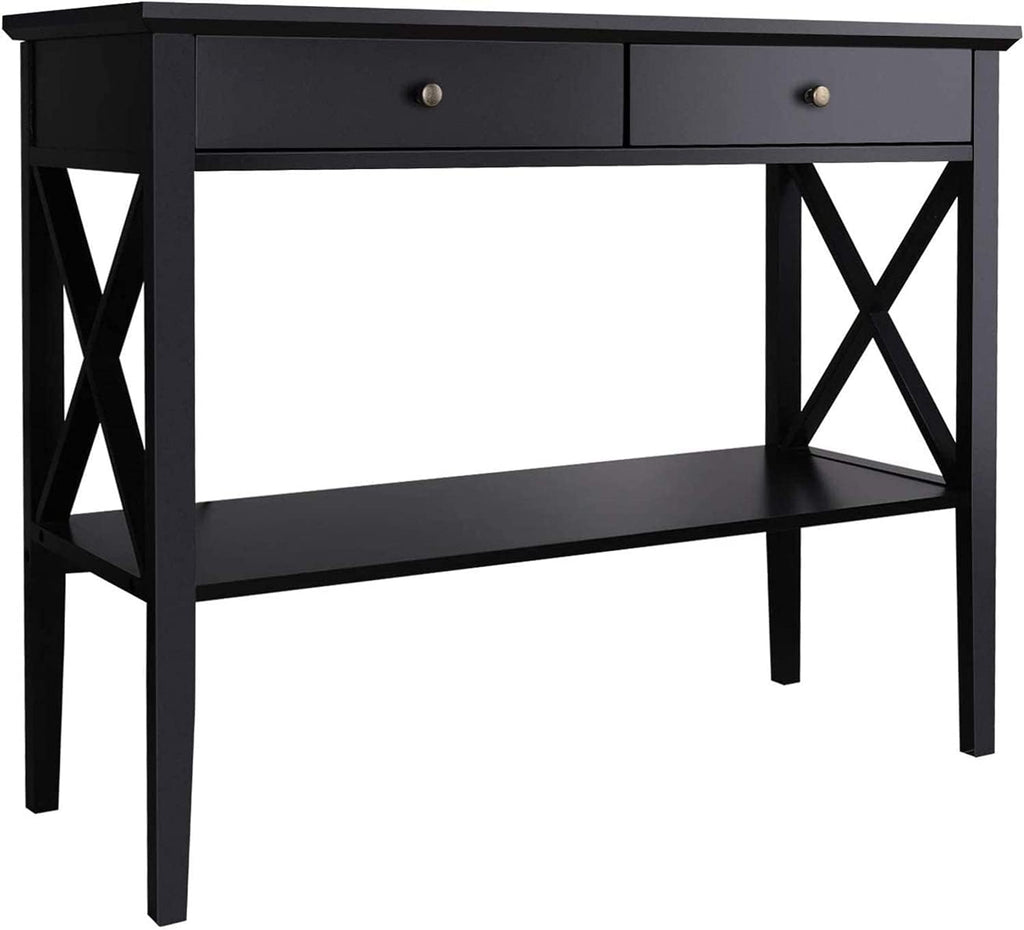 Console Table with Drawers, Narrow Wood Accent Sofa Table Entryway Table with Storage Shelf , Front Hall, Hallway