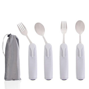 Adaptive Utensils Set, Angle Adjustable Arthritis Aid Silverware for Parkinsons, Hand Tremors, with Non-Slip Easy