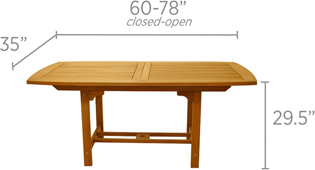 Rectangular Family Expansion Teak Table, 60/78-Inch