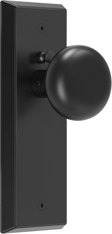 Matte Black Privacy Door Knob with Lock - Bedroom & Bathroom Door Handle Set, Antique Brass Finish Vintage Design