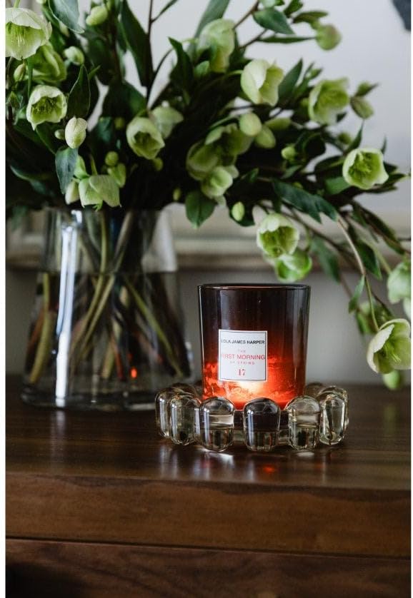 Home Collection Original Smoky Glass Small Bubble Candle Dish | Votive and Candle Plate, Diffuser Base, Wax Catcher