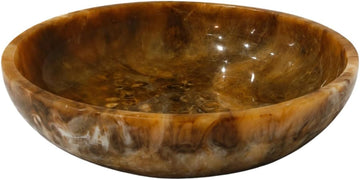 Luxury Marble Resin Decorative Bowl Decor | Handcrafted Round Serving & Centerpiece Bowl | Elegant Brown Gloss Finish