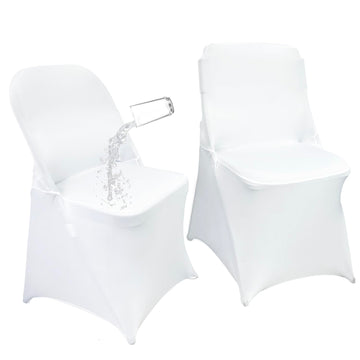 40PCS Spandex Folding Waterproof Chair Covers for Party, White New