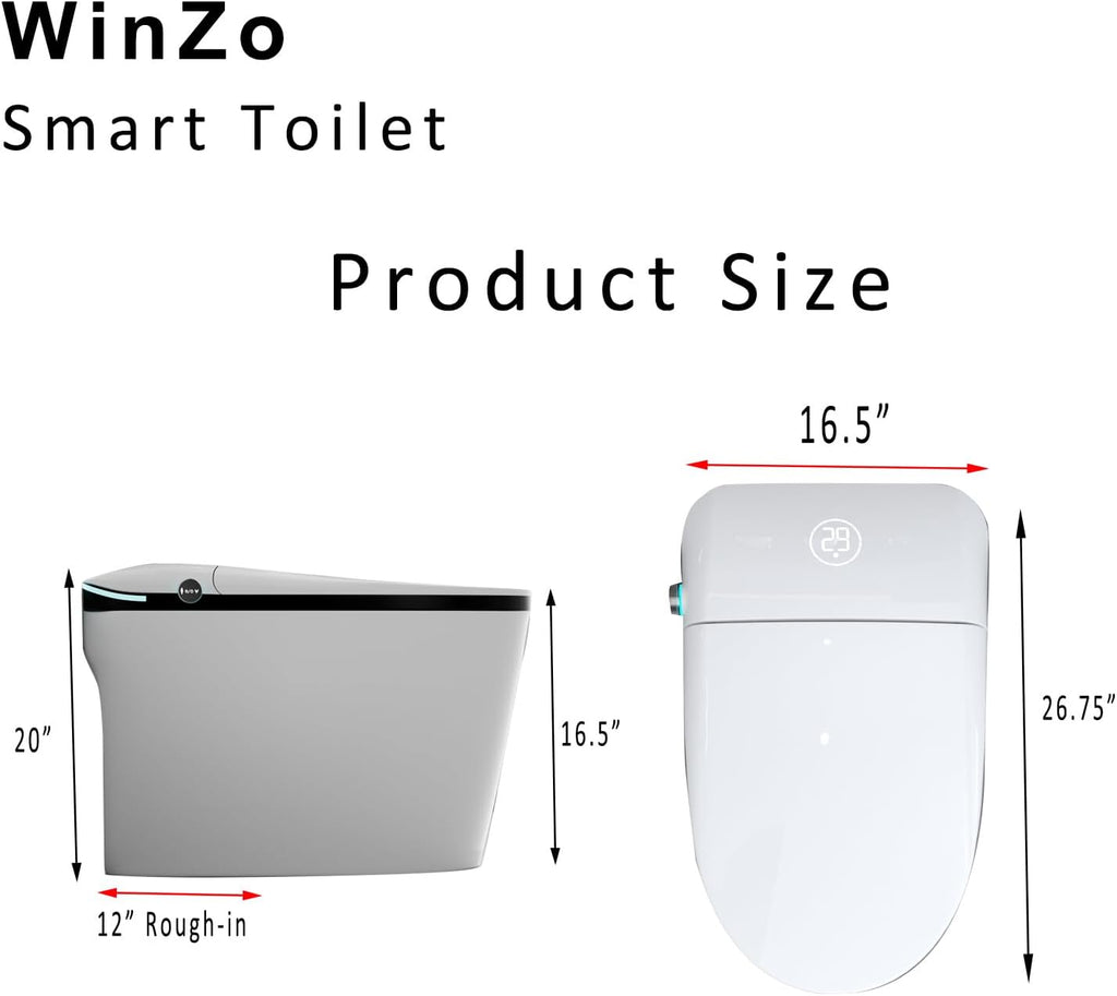 Luxury Smart Toilet, 1.28 Intelligent Bidet Toilet with Auto Flush, Heated Seat with Warm Water and Dryer