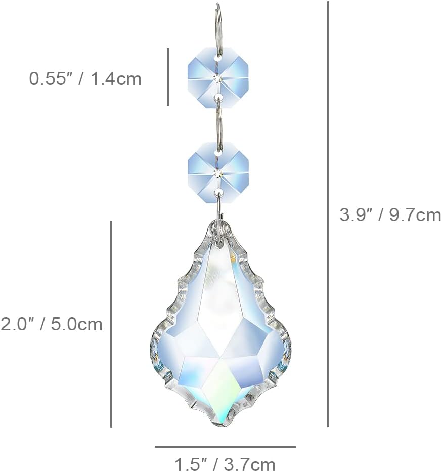 20pcs Crystal Chandelier Prism Pendant, 50mm Suncatchers Hanging Crystals - Clear Maple Leaf Crystal Sun Catcher