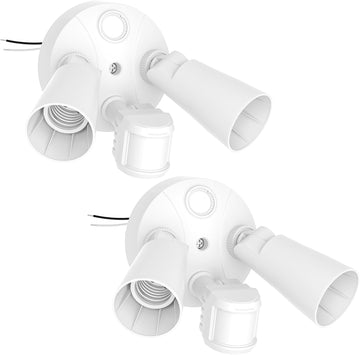 2 Head Motion Sensor Outdoor Lights, Adjustable Twin PAR38 Holder, 2 Pack Hardwired Outdoor Flood Light Fixture 300W