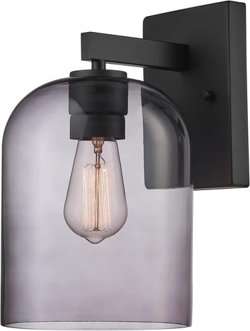 Electric 44790 Utica 1-Light Outdoor Wall Sconce, Black, Smoked Glass Shade, Bulb Not Included