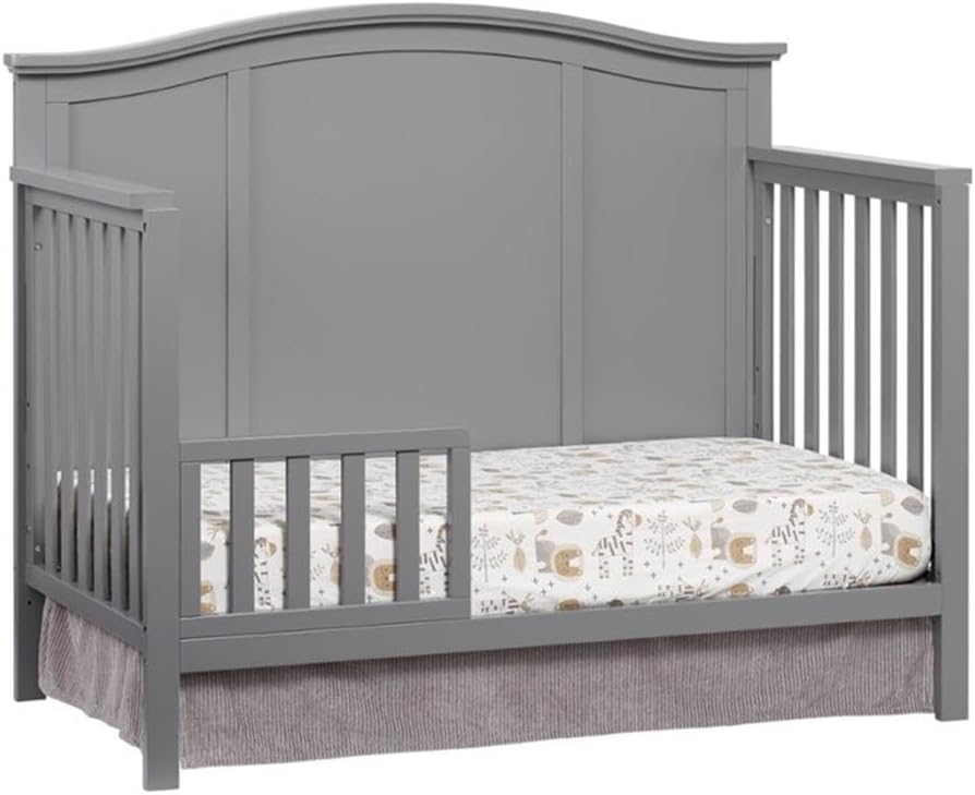 4-in-1 Convertible Wood Crib, Dove Gray Finish, Full Panel Headboard, Greenguard Gold Certified, 45.38 x 56.25 x