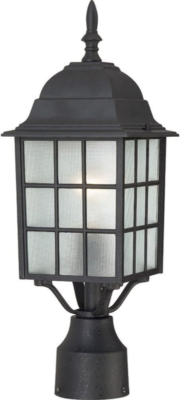 Adams One Light Post Lantern 100 Watt A19 Max. Frosted Glass Textured Black Outdoor Fixture