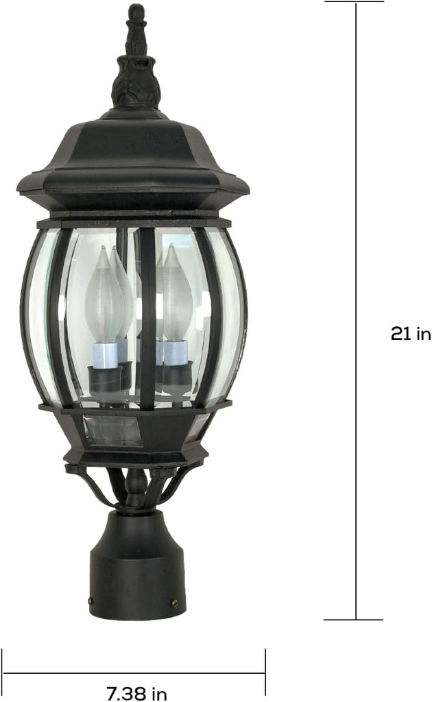 3 Light - 21 in. Post Lantern - Clear Beveled Glass