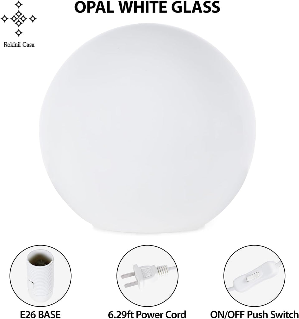 10 Inch Ball Table Lamp with Glass Shade, Ball Light Bookshelf Lamp and Bedroom Bookshelf Reading Decoration