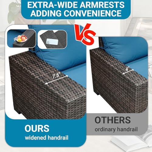 5-Piece Wicker Outdoor Patio Furniture Set | Peacock Blue All-Weather Resistant for Backyard, Garden & Porch