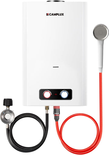 Tankless Water Heater, 5.28 GPM Propane Water Heater Camping, Outdoor for Cabin, Off-grid, Tiny House & Mobile Home