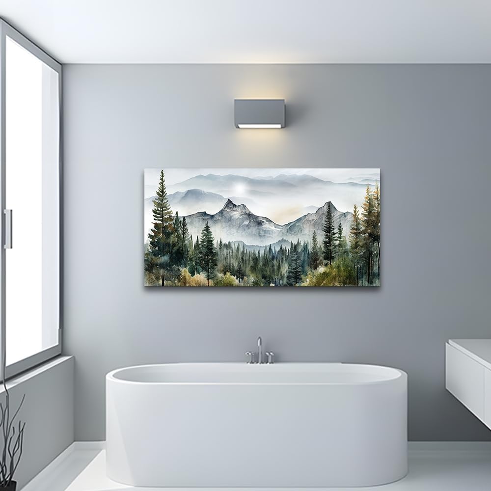 Abstract Mountain Landscape Canvas Art - Modern Wall Decor - Stretched & Framed, Ready To Hang