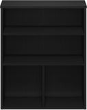 PASIR Book Shelf, 3-Tier Display Bookshelf with Adjustable Shelf, Cube Storage Bookcase, 11.8 x 23.6 x 28.2, Black Oak
