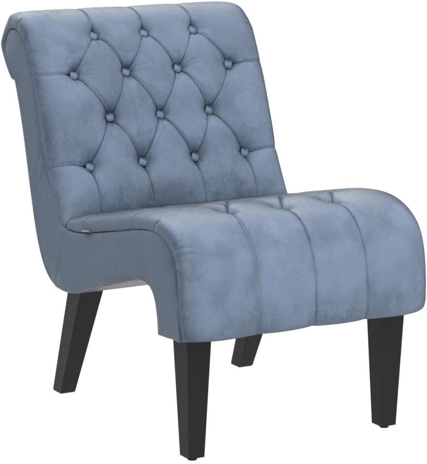 Comfy Velvet Accent Chair, Upholstered Armless Side Chair , Modern Small Lounger with Tufted Back and Rolled Edge