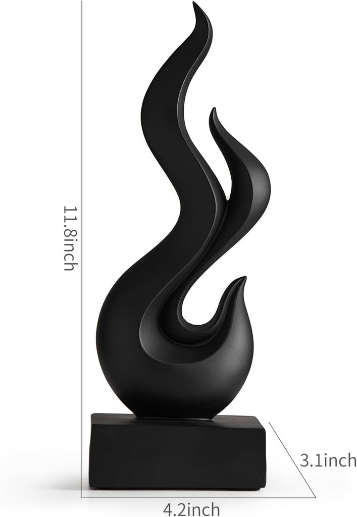 Abstract Art Table Decoration, Gold Decor Flame Statue Home, Black Shelf Decor Accents, Abstract Art Resin Sculpture