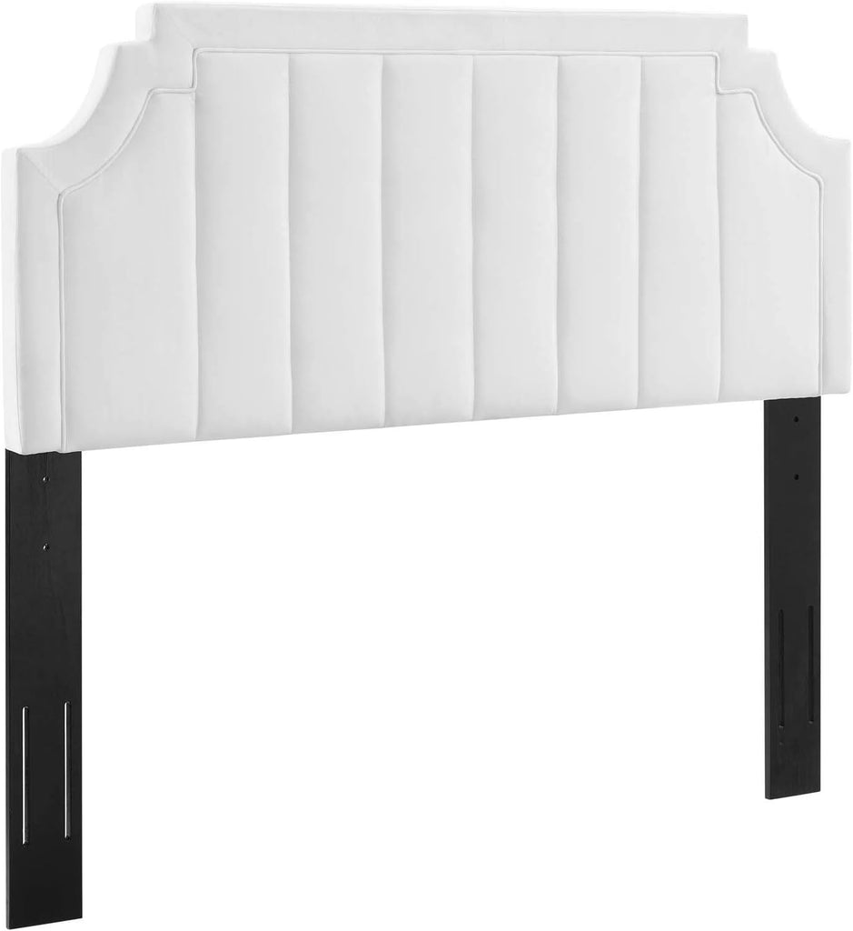 Channel Tufted Performance Velvet Full/Queen Headboard in White