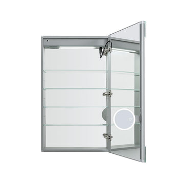 Signature Royale LED Lighted Medicine Cabinet Defogger, 3X LED Lighted Vertically Adjustable Magnifying Mirror