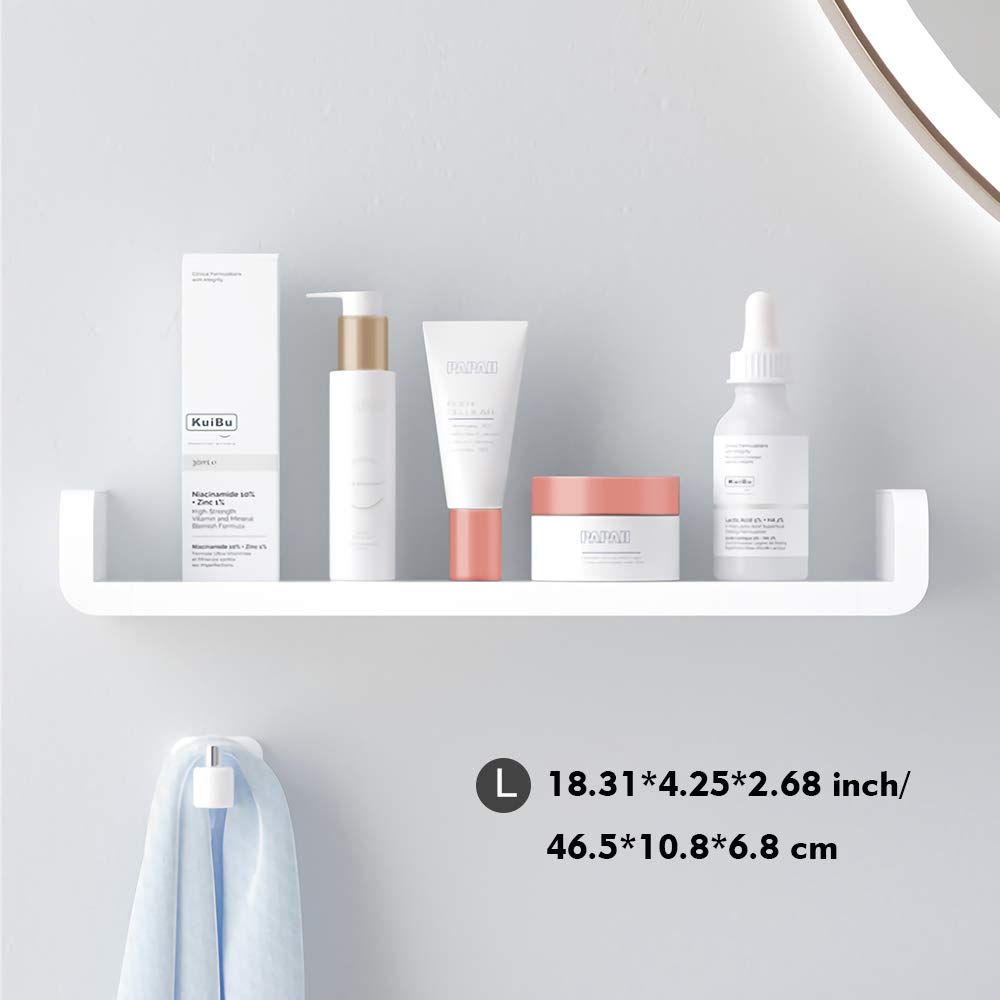 Floating Shelf Adhesive Wall Mounted Non-Drilling, U Bathroom Organizer Display Picture Ledge Shelf