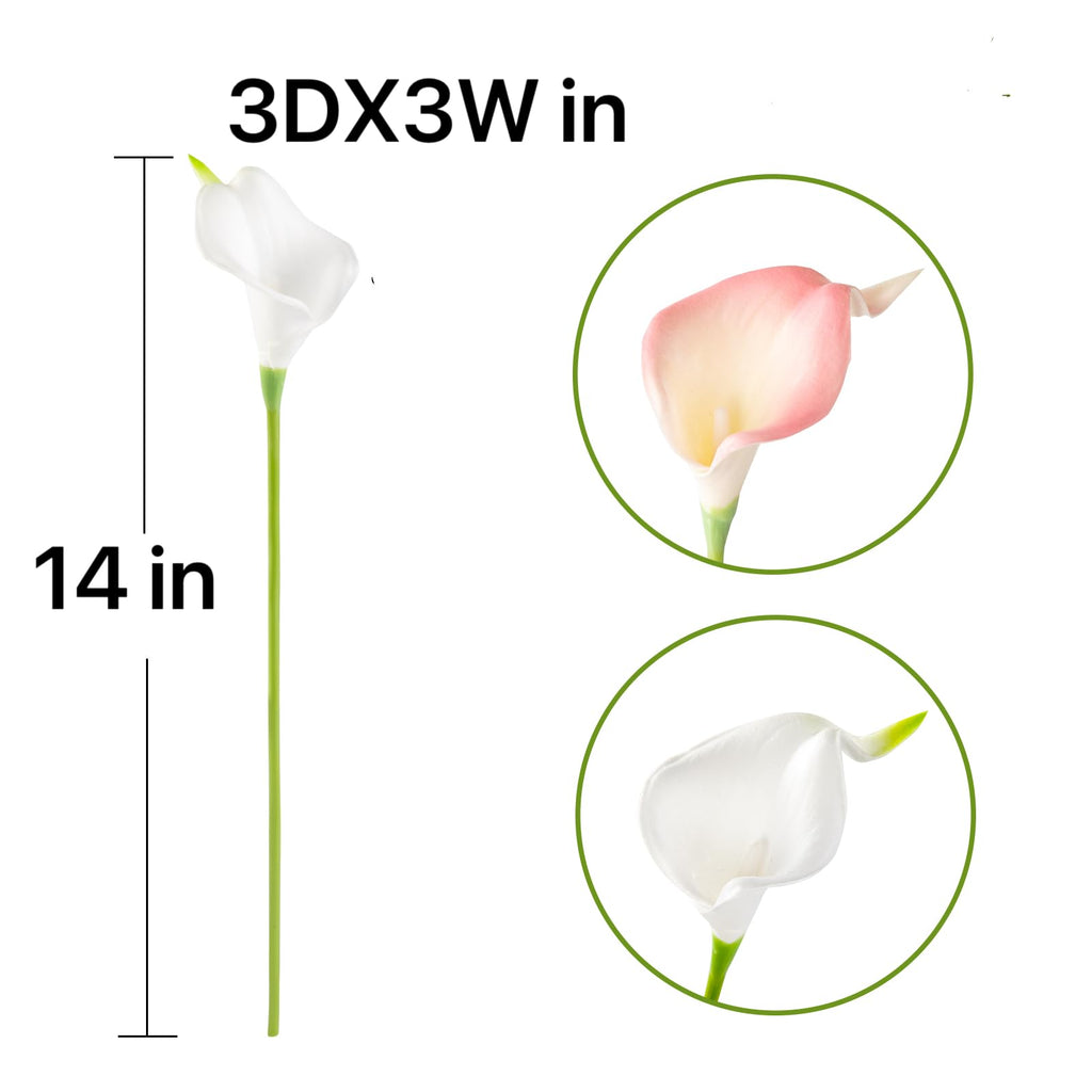 20 Pack Calla Lily Artificial Flowers, White Real Touch