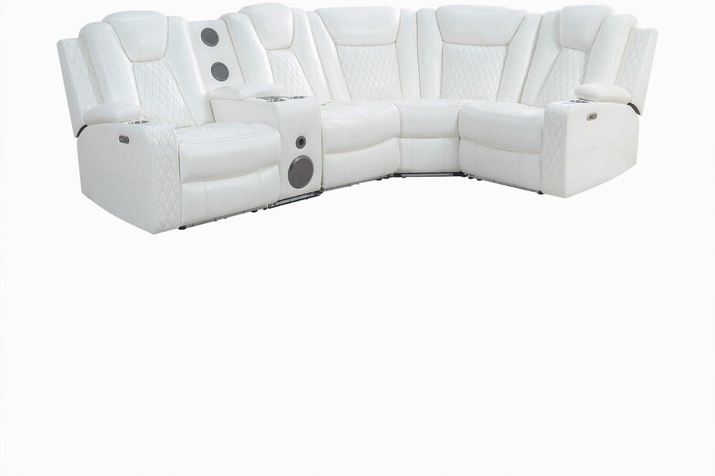 Chicago Home Theater Seating Reclining Sectional with Power Recline, Bluetooth Speakers, LED Lighting