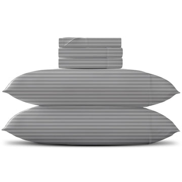 Egyptian Cotton Split King Sheet Set - Texan Talkin' Damask 600 Series 5 PC Sheets for Adjustable Bed (Silver