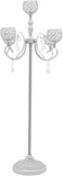 5 Arm Crystal Candelabra Centerpiece,49.2in Tall Floor Candelabra with Crystal Candle Holder Bowl,Silver Centerpiece