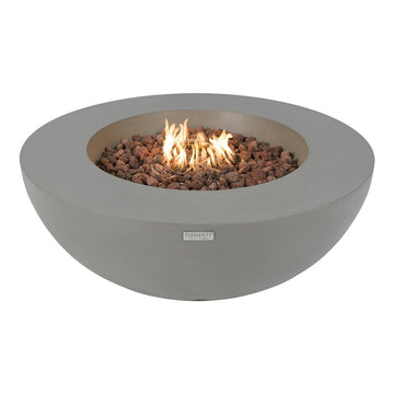 Lunar Bowl Fire Table Outdoor Fire Pit 42" x 42" Cast Concrete Round Firepit Includes Lava Rocks 45, 000 BTUs Outdoor