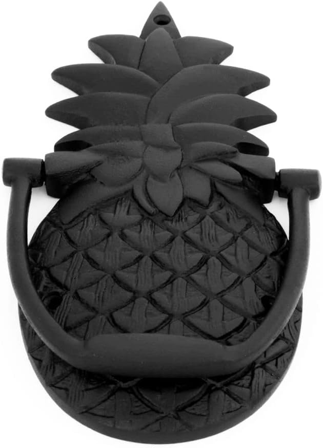 ᴹ Heavy Pineapple Door Knocker - Solid Brass Construction, Black Finish, 8 Inch Long with Mounting Hardware