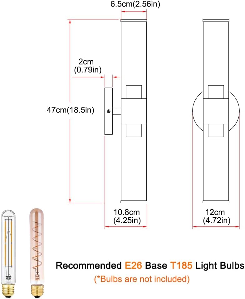 Brushed Nickel Wall Sconces Set of 2 (Hardwired Only), Bathroom Vanity Light Fixtures, Modern Cylinder Glass Wall