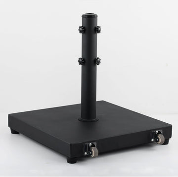 45lbs Umbrella Base Steel Square Weighted Umbrella Stand with Wheels | Heavy Duty Patio Umbrella Stand Outdoor Base for