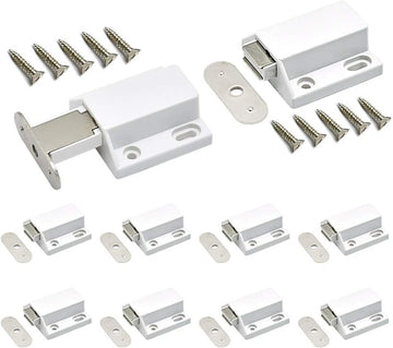 10 Pack Magnetic Push Latch Catch Push to Open Latch Pressure Touch Release Cabinet Catch for Doors Drawers Release