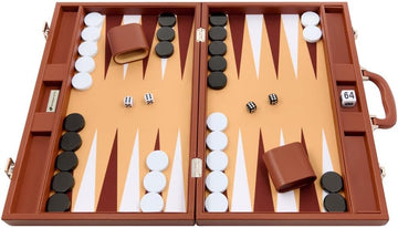 19-inch Premium Backgammon Set - Desert Brown Board