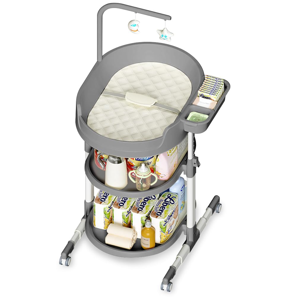 Diaper Changing Station, Portable Changing Table for Baby, Diaper Changing Table with Storage Drawers, Waterproof