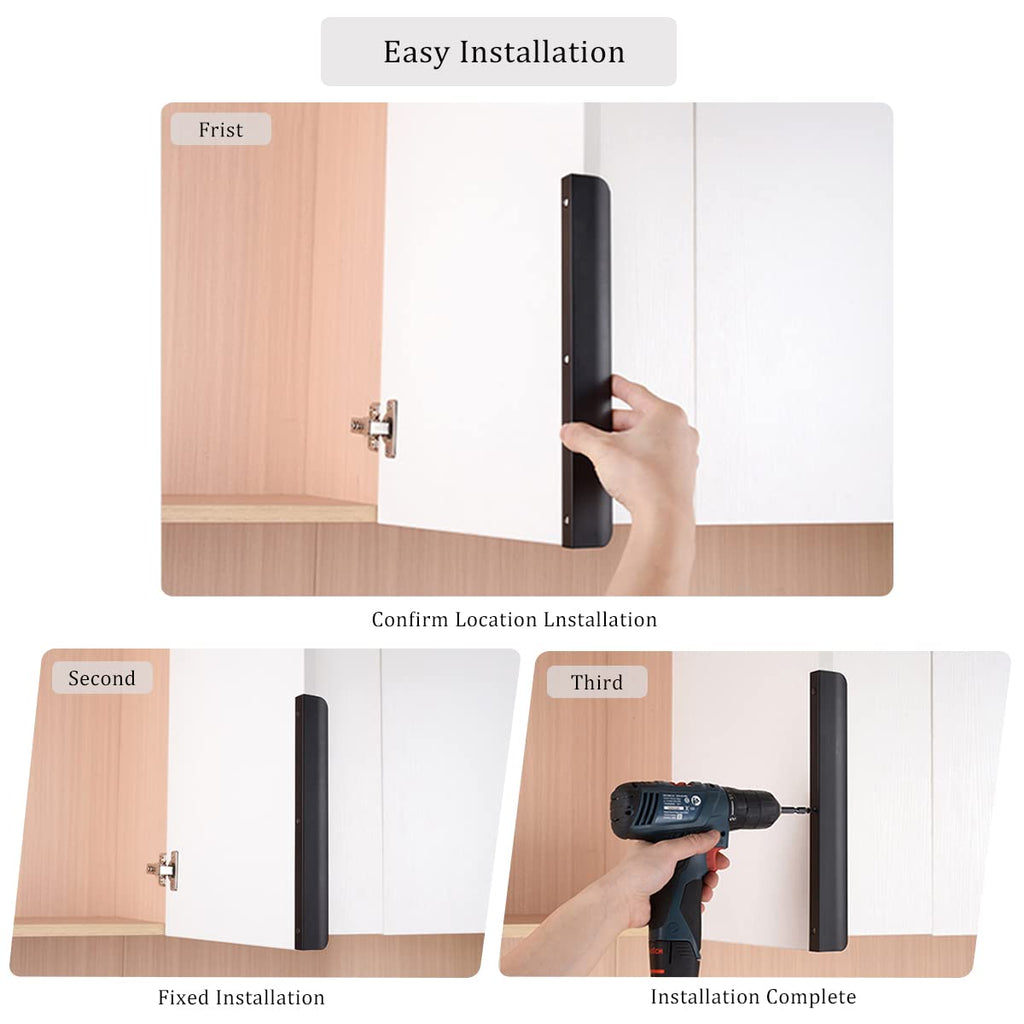 Edge Black Finger Pulls for cabinets Kitchen Invisible Hardware Concealed Drawer Pull Aluminum Hidden Back Mount Door