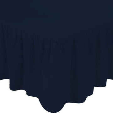 Ruffled Bed Skirt Navy Blue Color 14 Inch Drop 600 Thread Count Dust Ruffle with Platform, Wrinkle and Fade