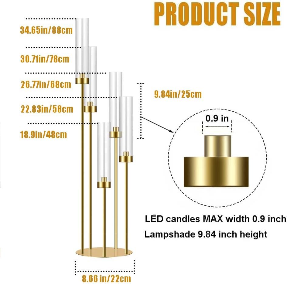 35in 6 Set Gold Candelabra Candle Centerpieces for Tables Candlesticks Holder Wedding Centerpieces Table Decorations