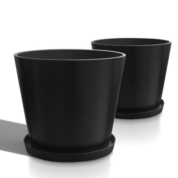 Wide Planters for Outdoor Plants, Extra Large Indoor Flower Pots for Garden, Front Porch, Patio - Round Resin Planter
