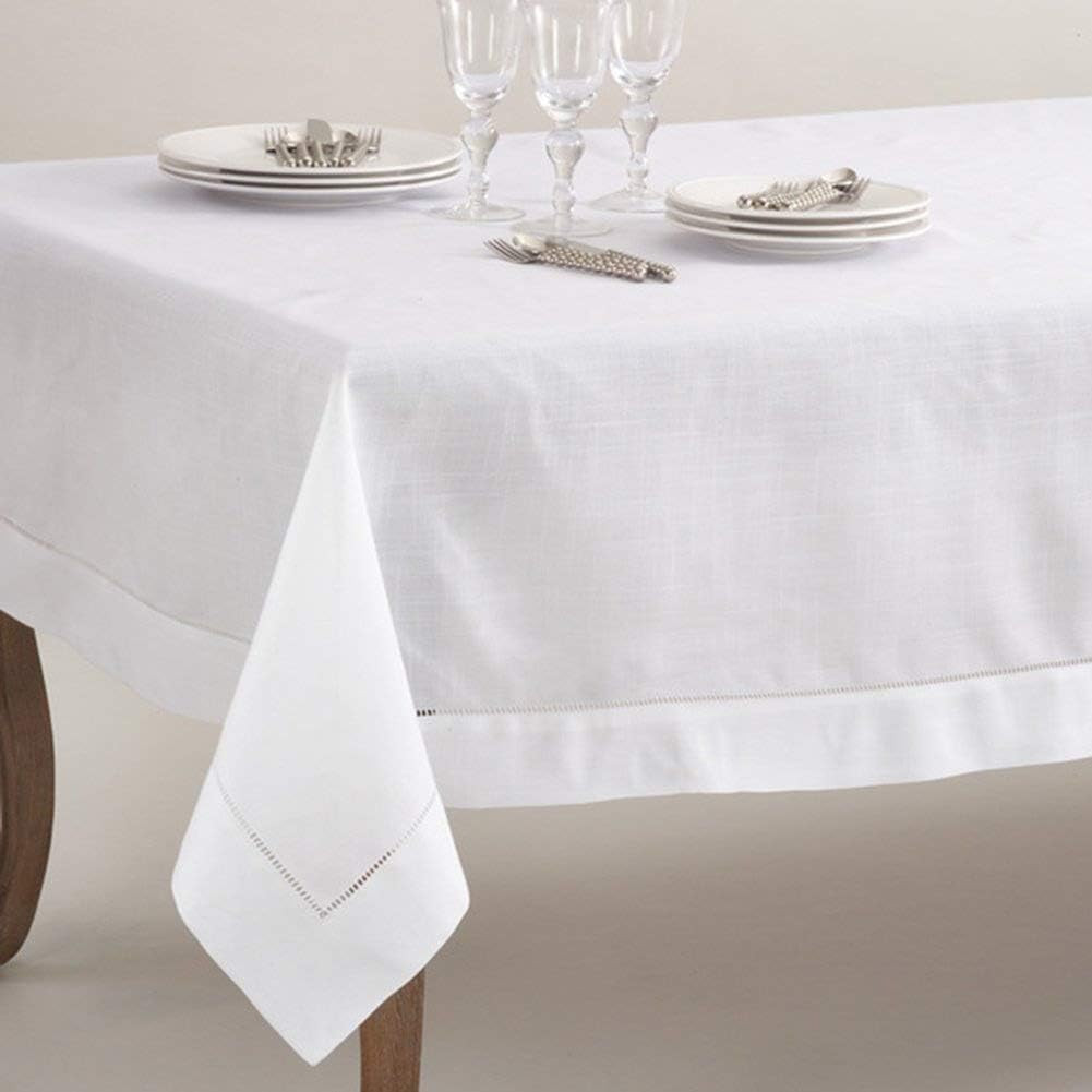 Hemstitched Table Linen 90" Square Tablecloth
