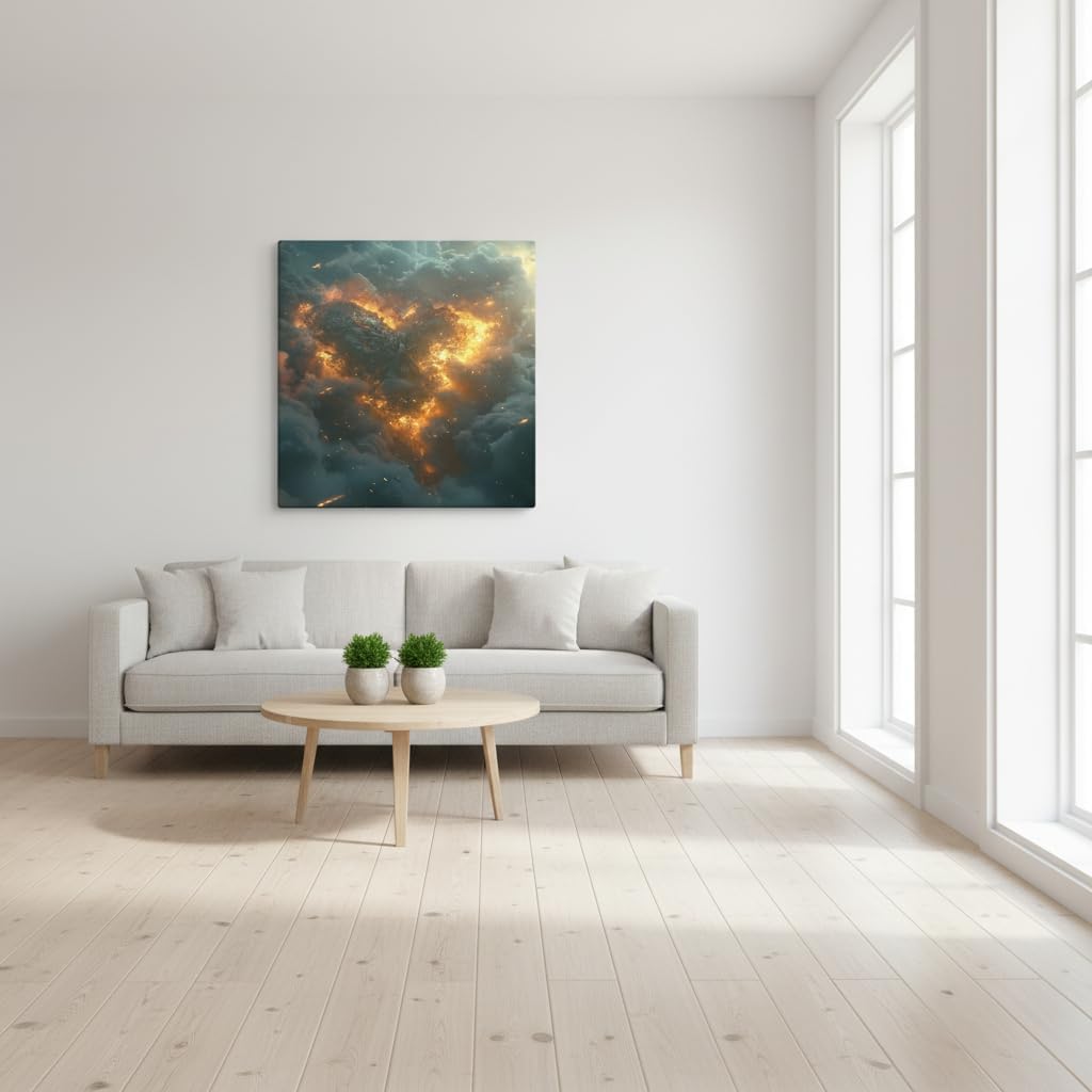 Ashen of Rebirth Canvas Wall Art - Abstract Fire Sky Wall Decor, Modern Canvas Art Bedroom Office