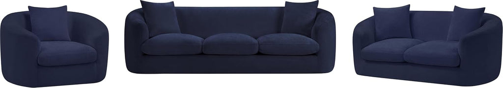 44073Navy-L Penelope Collection Modern | Contemporary Loveseat with Soft Navy Chenille Fabric, Solid Wood Inner