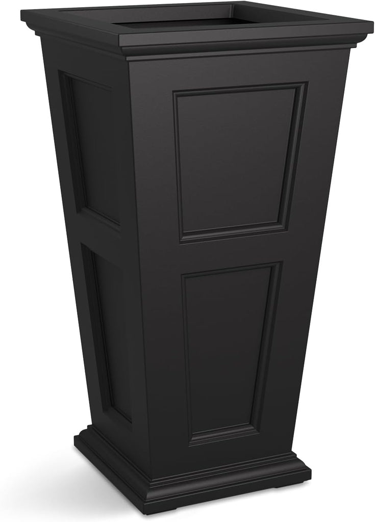 Fairfield 40in Tall Square Planter, Black | Indoor/Outdoor, All season, Fade resistant, 15-year warranty