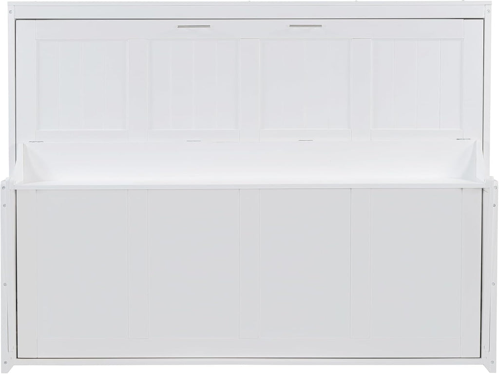 Queen Horizontal Murphy Bed with Desk, Murphy Bed can be Folded into a Cabinet, Hideaway Wall Bed Frame Space-Saving