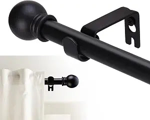 Curtain Rods for windows 32-62 inch, 5/8 inch Decorative Matte Black Splicing Heavy Duty Metal Curtain Rod set with