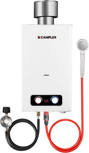 2.64 GPM Portable Tankless Water Heater, Outdoor Propane Water Heater with 4.33" S/S Rain Cap, for Camping, Cabin